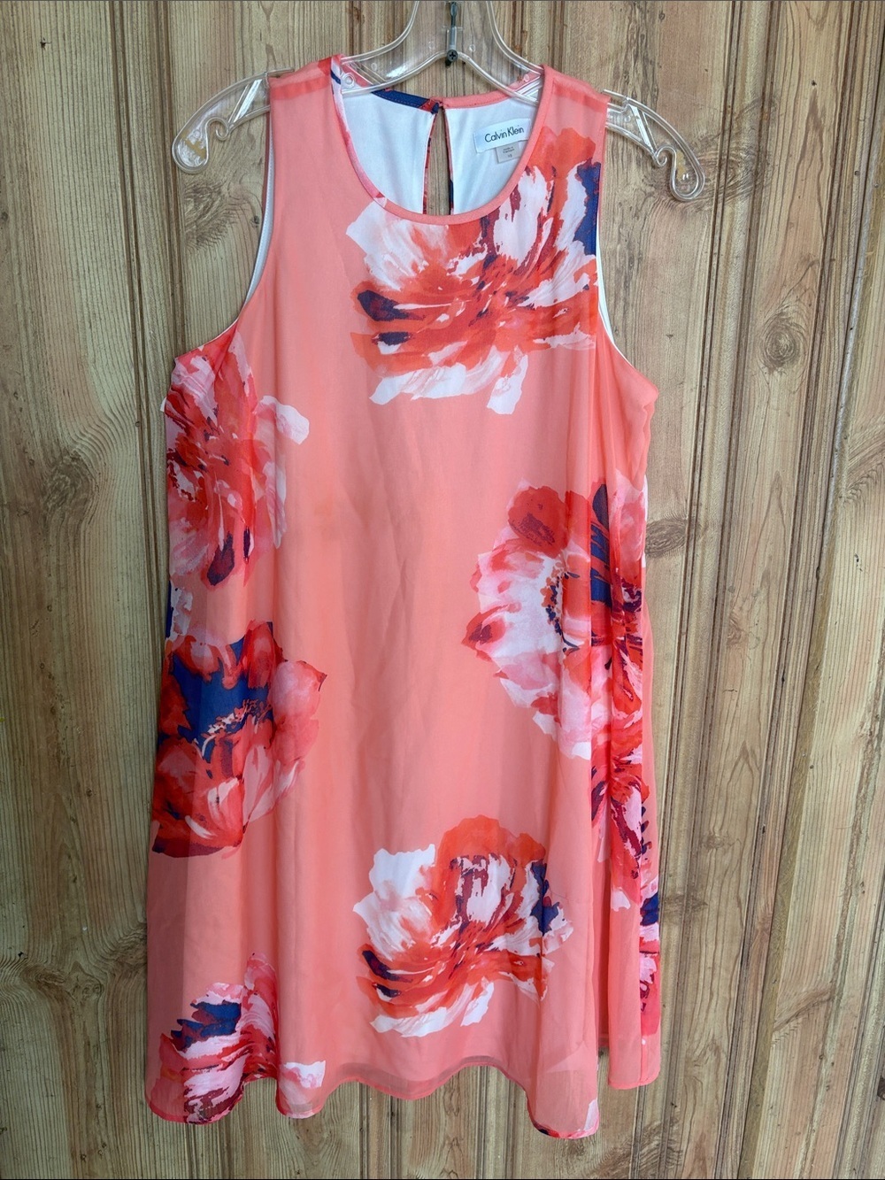 Calvin Klein Coral Floral Midi Dress - Picture 2 of 8